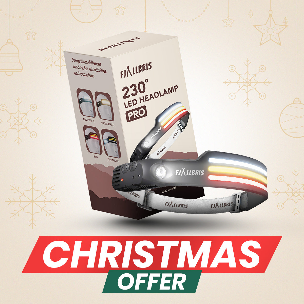 Fjällbris PRO 2.0 – 1000lm LED 230° Otsalamppu